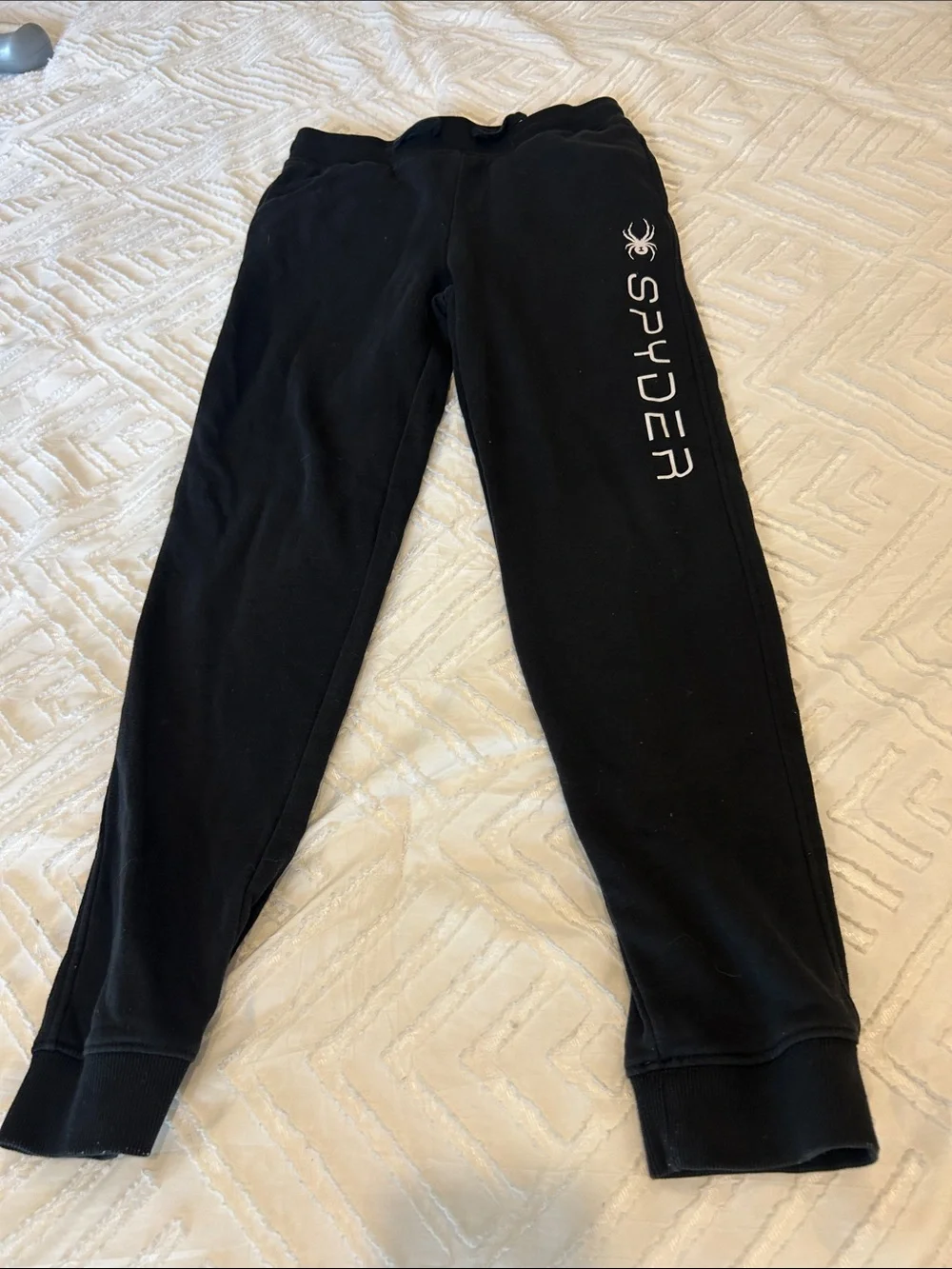 Spyder Kids Black Elastic Waist Drawstring Sweatpants Joggers Size L 14/16